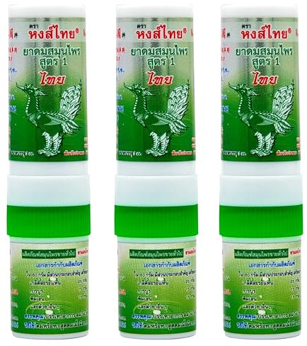Hong Thai Traditional Herbal Aroma Riechstifte 100% Natürlich Grün 3 Stück