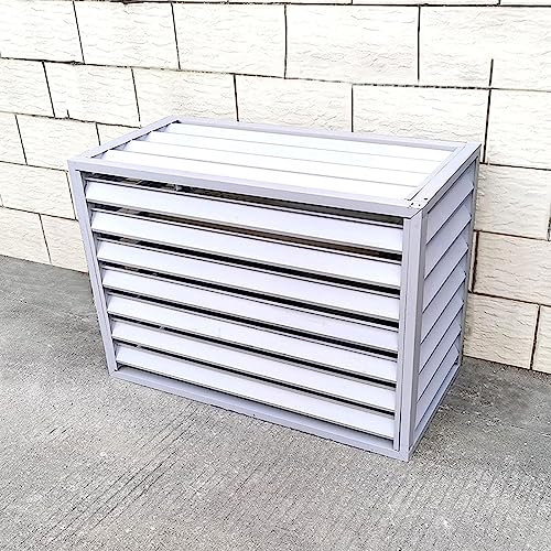 Aluminium-Klimaanlagenabdeckung für den Außenbereich, weißes Blumenregal, Raumteiler, freistehende Fensterläden, Zaun, 100 x 50 x 70 cm