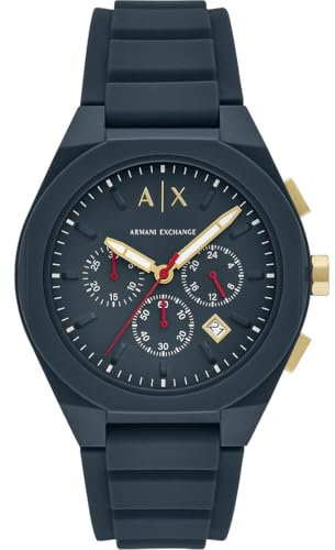 Armani Exchange Watch for Men, Chronograph Movement and 46mm Case Size with Stainless Steel, Leather or Silicone Strap