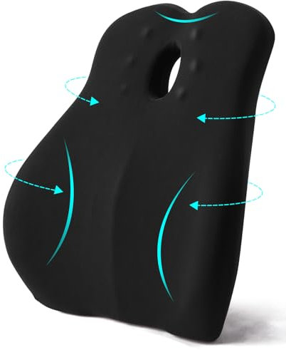 FAOKZE Cojín Lumbar Silla Oficina,Cojín Lumbar de Memoria para casa, Oficina, Coche, Viajes. Cojin Lumbar con Funda antiestática, Agradable para la Piel y para una Postura cómoda