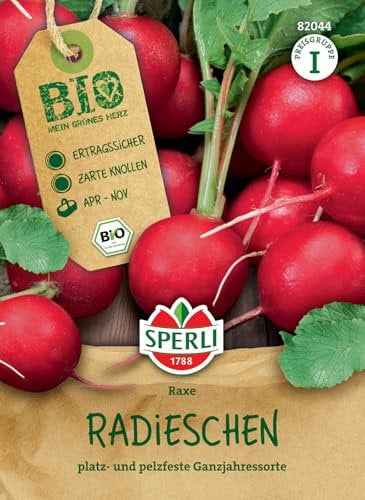 Sperli BIO Radieschensamen 82044 - Ganzjährige Gemüsesamen, Radieschen-Samen in Bio-Qualität für eine ertragreiche Ernte, platz- und pelzfeste Sorte