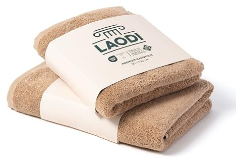 LAODI Premium Handtuch & Duschtuch Set Honigpfirsich – Baumwolle, Weich & Saugstark – Ideal für Studenten, WG & Uni