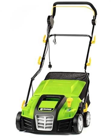 2-in-1-Elektro-Vertikutierer und Rechen – 2000-W-Motor, 400 mm Breite, 50-l-Behälter, Verstellbarer Griff, Schnitttiefe –15 bis +3 mm, 2 Zylinder, einfache Wartung, 104 dB