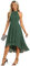 Ever-Pretty Abito Cerimonia Donna Spalle Scoperte Pieghe High Low Senza Maniche Chiffon al Ginocchio Abito da Ospite Orlo Irregolare Comodo Verde eucalipto 46