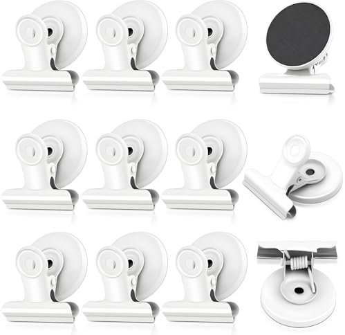 12 Stück Magnetische Clips Stark, Starke Magnetklammern für Kühlschrank Kratzfreie Magnete mit Klammer Kleine Magnete für Magnettafel Magnetische Klammern für Fotos, Büro, Schule, Weiß