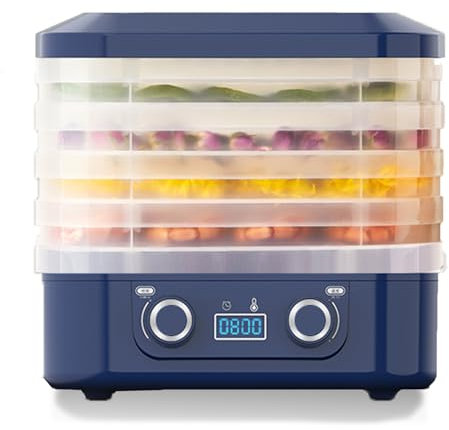 Food Dryer Machine For Home, Home Dryers, Food Dehydrator and Dried Machines with Trays, Digital Adjustable Timer, for Fruits Meat Vegetables Candy &Snacks (5 layers of blue)