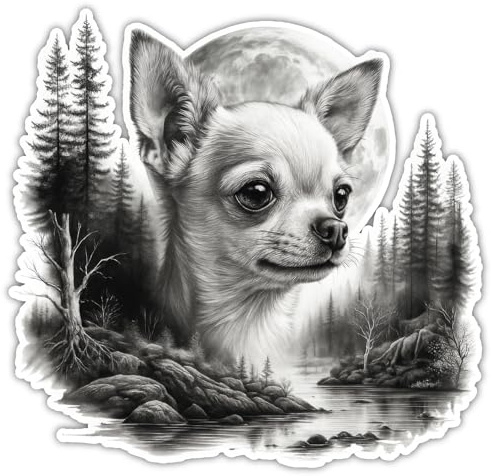 Samunshi® Chihuahua im Wald Aufkleber Wohnmobil Aufkleber für Motorrad Fahrrad Roller oder Camper Camping Wohnwagen Mountainbike Rennrad Hund Dogo 20x20cm