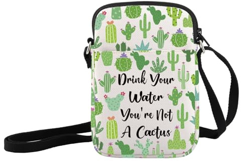 JXGZSO Umhängetasche mit Kaktus-Motiv, Geschenk für Pflanzenliebhaber, Kaktus-Umhängetasche