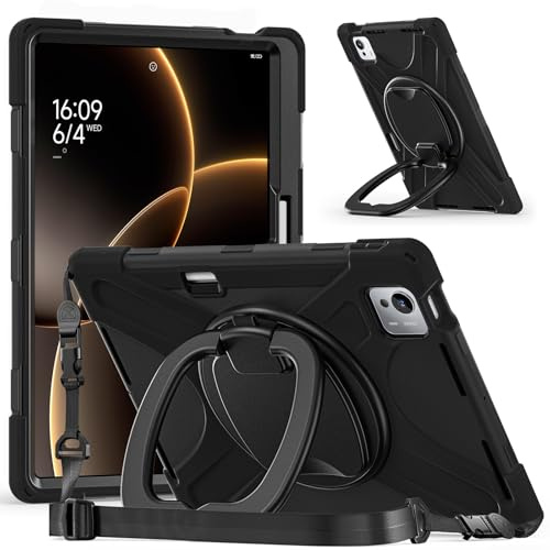 OQQPXIUY Tablet PC Bags Cases Sleeves Case for Xiaomi Pad 7 Ultra 14 inch Released 2025, Shockproof Sturdy Cover with 360 Rotating Kickstand,Hand/Shoulder Strap Tablet Heavy Duty Case(Black)