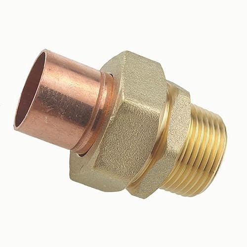 Conector de tubería de soldadura con tuerca de unión recta de latón BSP de 3/4-22 mm con rosca macho y conexión de cobre, 1 unidad