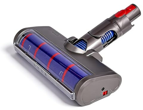 Petyoung Electric Vacuum Brush Head with 4 LED Lights for Dy-son V7 V8 V10 V11 V15 Series, 180° Rotatable Vacuum Cleaner Floor Head Replacement for Hardwood, Carpet & Pet Hair Removal