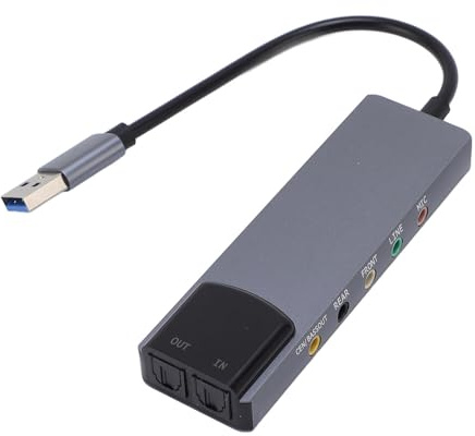 SENECESLI Protable USB-Soundkarte 5.1 für HTPC-Heimkino, Externe USB-Soundkarte mit SPDIF, Externe Audiokarte SPDIF Optisch für PC, Ideal für Heimkino