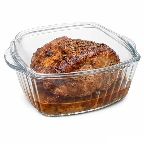 MamboCat Borcam quadratische Brat- und Backform mit Deckel I 1,7L I Auflaufform mit Griffen aus Glas I Kasserolle für Lasagne, Auflauf, Gratin, Kuchen & Desserts I Bräter
