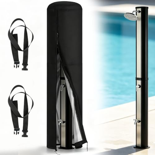 Dtenlur Funda de Ducha Funda Protectora para Ducha Solar 420D, 67×220cm | Revestimiento de PU Impermeable Protección contra Rayos UV Resistente a los Desgarros, 2 Correas, Bolsa de Almacenamiento