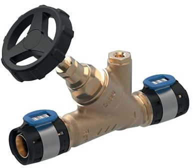Geberit FlowFit Schrägsitz-Absperrventil d20 aus bleifreiem Rotguss DN15 mit Handrad für Trinkwasser kalt und warm wartungsarme Absperrarmatur