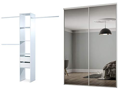 SPACEPRO Sliding Wardrobe Doors, White Frame Mirror, 226cm x 149.9cm