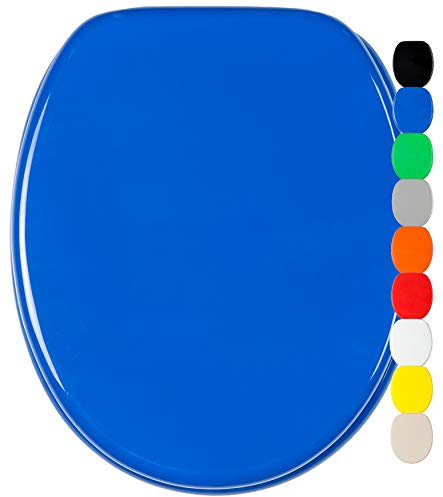 Sanilo Soft Close Toilet Seat, Wide Choice of Monochrome Toilet Seats, Stable Hinges, Easy to Mount (Blue)
