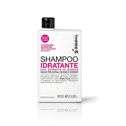 Faipa Three 3 feuchtigkeitsspendendes Shampoo für trockenes Haar mit Baobab-Extrakt, 1000 ml
