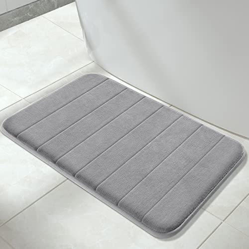Yimobra Memory Schaum Badematte in Grau, 50 x 80 cm, mit hervorragender Wasseraufnahme und Rutschfester Unterseite - weich, bequem und einfach zu pflegen