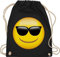 Turnbeutel Rucksack - Manga & Comic Zubehör - Emoticon Sonnenbrille/Sommer Sonne - Unisize - Schwarz - smile beutel smiley, sportbeutel umhängebeutel beuteltasche bag bags stoffbeutel tasche