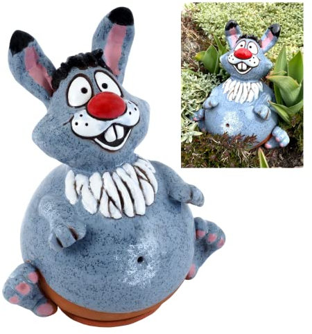 Midene Gartenstecker Keramik Handgefertigt - Gartendeko für Draußen Wetterfest - Garten Deko Keramik - Gartenfiguren & Gartenstatuen - Hase