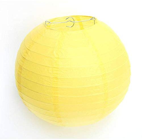 FullBerg 20 Stücke Papier Laterne Lampions rund Lampenschirm Hochtzeit Dekoration Papierlaterner Papierlampen für Party Garten 8(20cm) (Gelb)