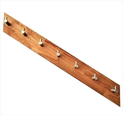 ICEBORN Garderobe Garderobenleiste Wandgarderobe Massivholz Eiche geölt Edelstahl Größe L schräg Manufaktur