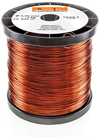 Kupferlackdraht W210 Ø 1,25 mm 7 kg, ca. 632m - CU Lackdraht Grad 2 CUL Kupferdraht Gewicht 7 Kilogramm Durchmesser 1,25 Millimeter Wickeldraht Kupfer Draht nach IEC 60317-13