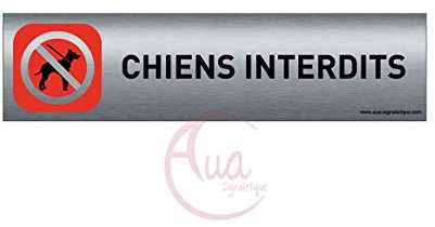 Plaque de porte aluminium brossé imprimé -Dimensions 200 x 50 mm - Double face adhésif au dos - Impression UV directement sur l'aluminium (Pas de contre collage) (chiens interdits)