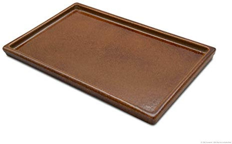 K&K Keramik Unterschale für Bonsaischale 30x18 cm, braun-glänzend