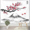 LB 150x130cm Wandteppich Rote Kirschblüte Wandtuch Grauer Berg Wandbehang japanisch Tapisserie für Wohnzimmer Schlafzimmer Wohnheim Wanddeko