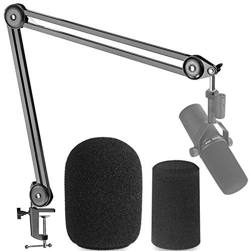 Galgenarm mit Pop-Filter – Aufhängungsausleger Scherenarm Ständer für Mikrofon mit 2 Arten Windschutzscheibe von YOUSHARES