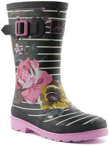 Joules Jnr Welly Print, Stivali in Gomma Donna, Motivo Floreale a Righe Bianche, 42 2/3 EU
