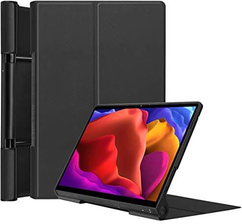 INSOLKIDON Compatible avec Coque Lenovo Yoga Tab 13 YT-K606F/Yoga Pad Pro Tablet Couverture arrière en Cuir Bande Corps Complet Protection en Cuir pour Tablette Shell (Le Noir)