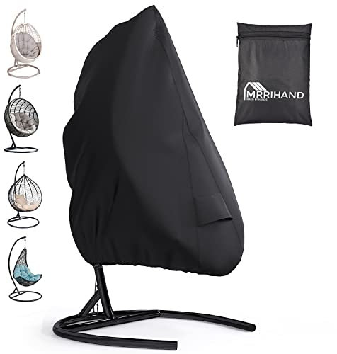 Mrrihand Hängesessel Abdeckung mit großen Luftauslass 190x115cm, Schwarz Schutzhülle Hängesessel Wasserdicht mit Reißverschluss und Kordelzug, Anti-UV Reißfestes Oxford-Gewebe, Noire