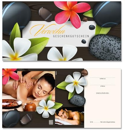 GESCHENKGUTSCHEINcom by POS-HAUER. 25 Gutscheine. Blanko zum Selberausfüllen. Für Kosmetiksalon Kosmetikbehandlung Massagen Dienstleistung.