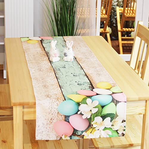 KAMACA Tischläufer Ostereier hochwertiges Druck-Motiv Eyecatcher Osterdeko Garten Tischdeko oder Wohnzimmertisch Frühling Sommer Ostern (Tischläufer 40x150 cm Ostereier)