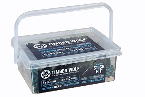 Timber Wolf Lot de 130 vis à bois extérieures Vert 5 x 80 mm