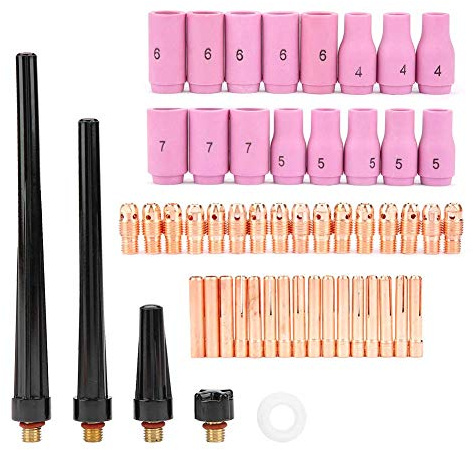 Wig-Schweißbrenner-Teile, CK20 Verbrauchsmaterialien Wig-Brenner-Master-Spannzange 53-teiliges Set Wig-Schweißbrenner-Körperteile Gaslinsendüse Spannzangen-Cup-Kit Zubehör für Wp-9 20 25