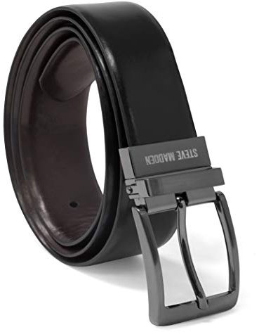Steve Madden Men's Dress Casual Every Day Leather Belt, Black/Brown (Burnished), 44