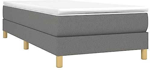 vidaXL Bettgestell, Polsterbett Bett für Schlafzimmer, Bettrahmen mit Lattenrost, Schlafzimmerbett Einzelbett, Dunkelgrau 90x200cm Stoff