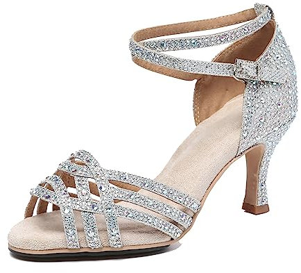 Hanfike Demen Hochzeitsschuhe Schuhe Strass Abend Party Sandalen L357 with 3 Absatz Silber EU 41