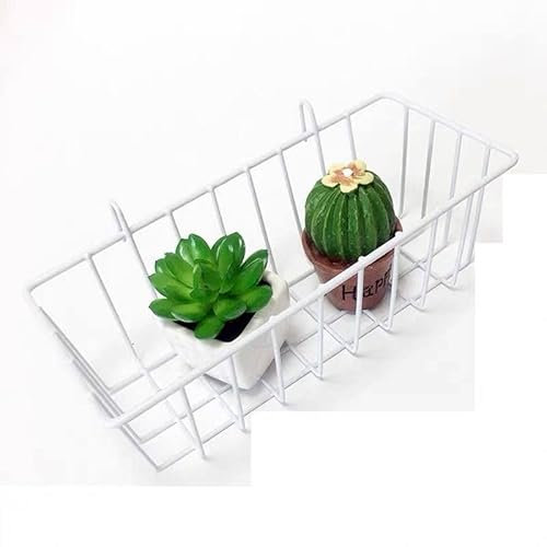 Draht Wandkorb,Gitter Korb Wand Organisator,Eisen Korb Einhängekorbr,Körbe für regal.Hängende Speicher-Körbe für Blumentöpfe Regal Balkon Pflanzenlagerung und Bücherregal/Badezimmer Lagerung (Weiß)