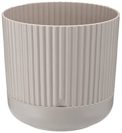 VERDENIA Nostalgia Blumentopf Leichter Blumenkübel Balkonblumentopf Dekorativer Topf für Pflanzen für Innen und Außenbereich Pflanztopf aus Kunststoff Runder Viele Farben 18x18x17cm Beige