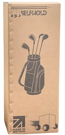 SelfHold 1 Double Wall Cardboard Golf Bag Shipping Box (360 x 300 x 920mm) 14” x 12” x 36” with Carry Handles | Strong Golf Bag Boxes For Shipping, Moving and Storage | Made in Britain