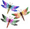 dreamskip Lot de 3 libellules en métal - Décoration murale d'extérieur en métal pour jardin, terrasse, cour, clôture, extérieur