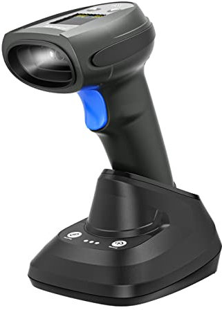LENVII CW899 Drahtloser 2D Barcode Scanner Handheld QR Code Scanner USB verdrahteter 1D Barcode Leser 2 in 1 mit Ladebasis und LCD screenuse für Speicher, Supermarkt