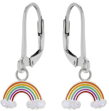 LOVE YOUR CITY Ohrringe, Ohrhänger kleiner Regenbogen. Schmuck Geschenke für Mädchen, Kinder, Kinderschmuck aus 925 Sterling Silber mit Emaille. Kommt in kleiner Geschenkbox.