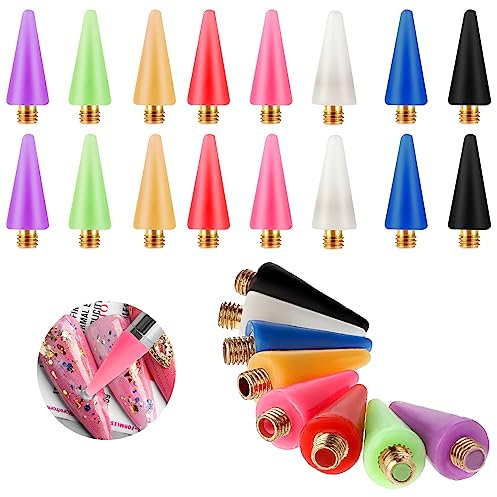 Lusofie 16Pcs Nail Rhinestones Picker Wax Replacement Head Tips Rhinestone Picker Tool Wax Tip for Nail Dotting Pen to Pick Up Nail Gem Jewelry(8 Colors)