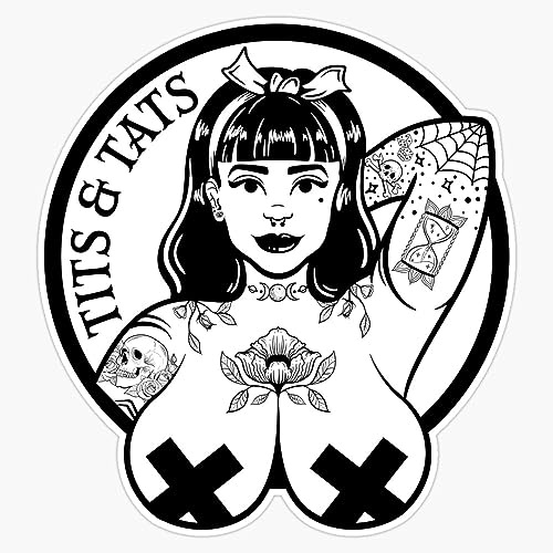 Tits And Tats Big Boobs And Tattoos Pinup Girl Sticker Vinyl Waterproof Sticker Decal Car Laptop Wall Window Bumper Sticker 5
